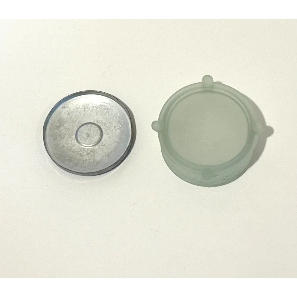 Vintage Art Deco Powder Jar Frosted Glass Metal Lid Skyscraper Vanity Trinket